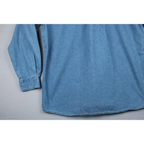 Dickies Shirt Mens XL Blue Denim 100% Cotton Button Up Workwear - Picture 12 of 16